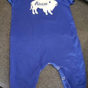 Rocket Bug Roam‎ Buffalo Bison Baby Romper 12 mths Blue